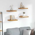 vidaXL Stenná polica Nástenná montáž 4 ks Hnedá 40 x 23,5 x 3,8 cm