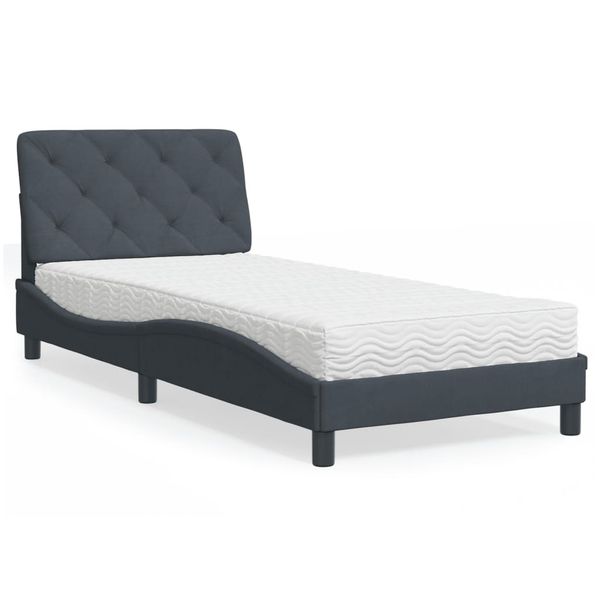 vidaXL Posteľ s matracom tmavosivý 90x190 cm zamat