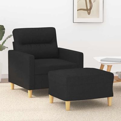 vidaXL Kreslo s podnožkou čierne 60 cm látkové