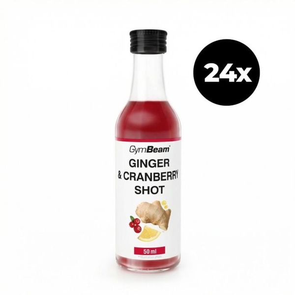 Zázvorový shot s brusnicami - GymBeam, 24 x 50 ml