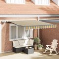 vidaXL Sklopná markíza Zelená a žltá 350 x 250 cm Tkanina a hliník