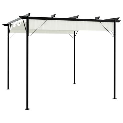 vidaXL Pergola so zaťahovacou strechou krémovo-biela 3x3 m oceľová