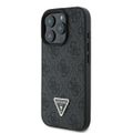 Puzdro Guess pre iPhone 16 Pro 6,3" GUHCP16LP4TDPK Kožené 4G Triangle Strass čierne MagSafe