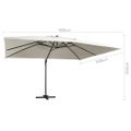 vidaXL Závesný záhradný slnečník+LED, hliníková tyč 400x300cm pieskový