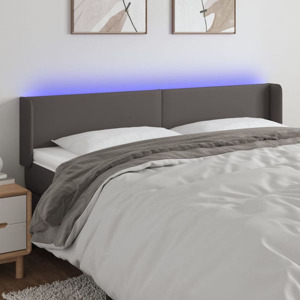 VidaXL Čelo postele sivé 203x16x78/88 cm umelá koža