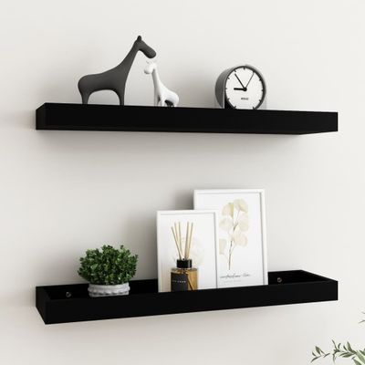 vidaXL Terasové nástenné police 2 ks čierne 60x15x4 cm MDF