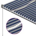 vidaXL Ručná zaťahovacia markíza s LED modro-biela 300x250 cm