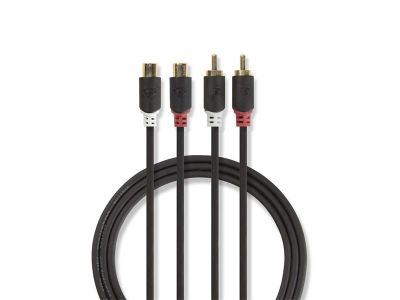 Kábel 2x Cinch konektor/2x Cinch zdierka 2m NEDIS CABW24205AT20