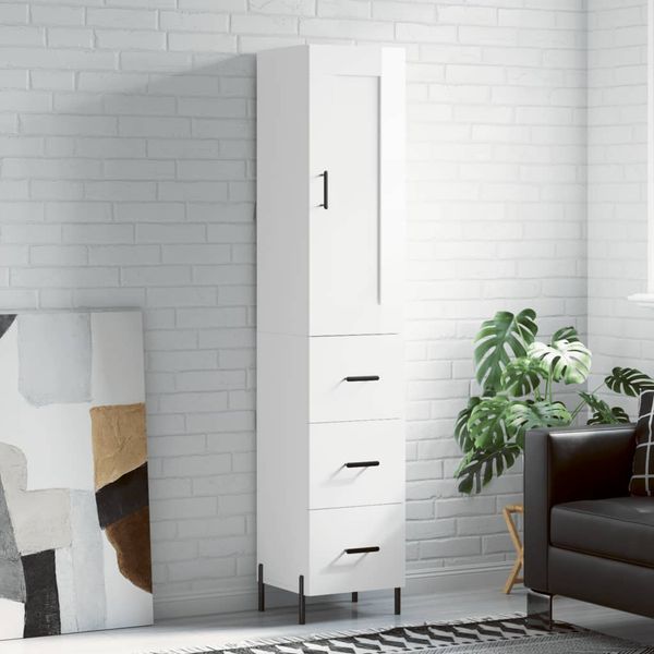 vidaXL Vysoká skrinka biela 34,5x34x180 cm spracované drevo