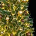 vidaXL Umelý vianočný stromček 300 LED, súprava gulí a sneh 240 cm