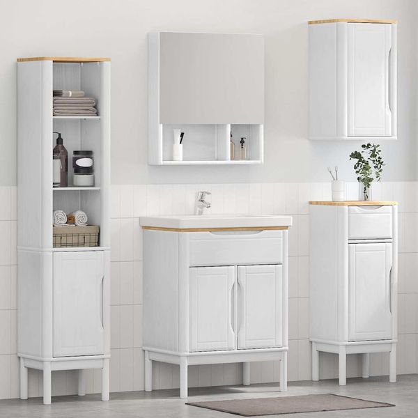 vidaXL Sada kúpeľňového nábytku so zásuvkou Nástenný FLORO 4 pcs Biela