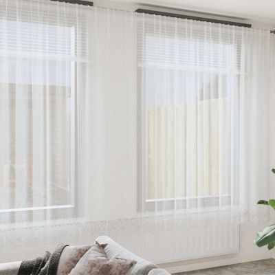 vidaXL Čipková záclona so záclonami Biela 280 x 400 cm Polyester