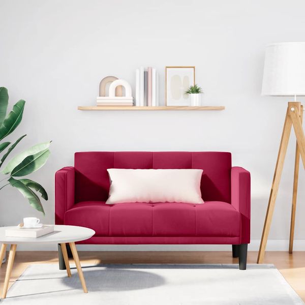 vidaXL Dvojpohovka, vínovo červená, 111 cm, zamat