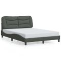 vidaXL Rám postele s LED bez matraca Hvar tmavosivý 140x190 cm látka