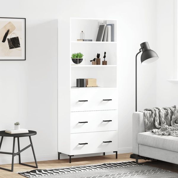 vidaXL Vysoká skrinka lesklá biela 69,5x34x180 cm spracované drevo