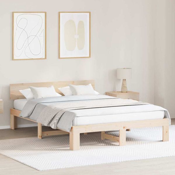 vidaXL Rám postele Prírodná 150 x 200 cm Masívne borovicové drevo