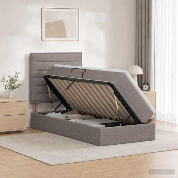vidaXL Postel s úložným prostorem a matrací Sivohnedá 100 x 200 cm