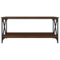 vidaXL Konferenčný stolík hnedý dub 100x50x45 cm sprac. drevo a železo