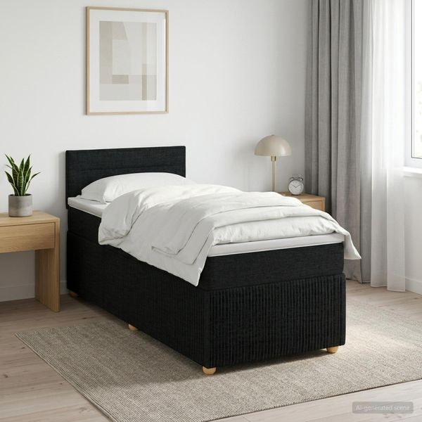 vidaXL Posteľ boxspring s matracom Čierna 90 x 200 cm Látka