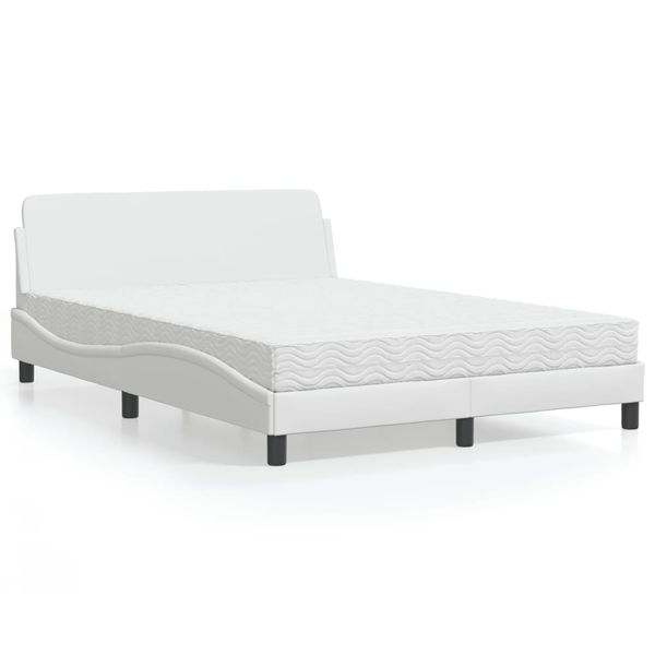 vidaXL Posteľ s matracom Dover biela 140x190 cm umelá koža
