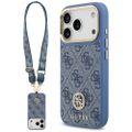 Puzdro Guess 4G Strass Logo & Big Strap Metal Buttons MagSafe pre iPhone 17 Pro modré
