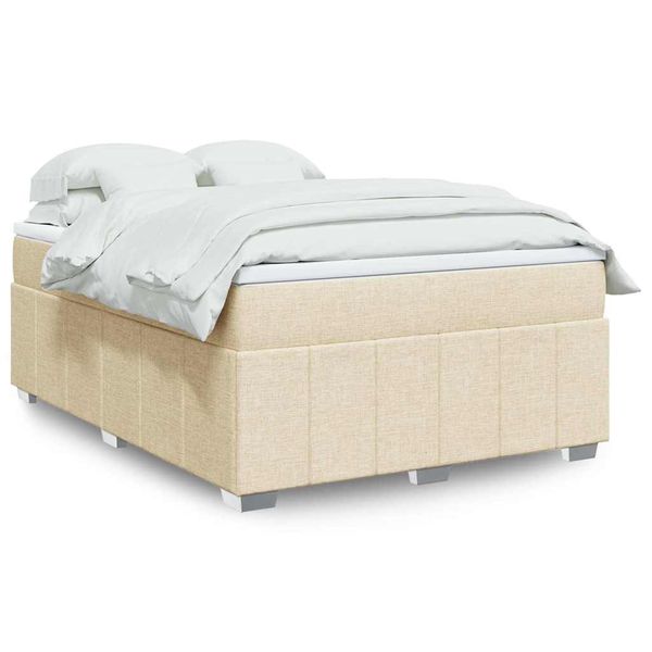 vidaXL Boxspring posteľ s matracom krémový 140x190 cm látka