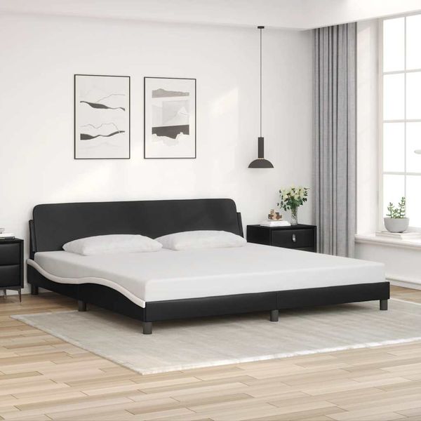 vidaXL Rám postele Dover čierno-biely 200x200 cm umelá koža