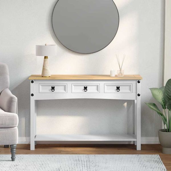 vidaXL Koncový stôl so zásuvkou Corona Biela 114 x 34,5 x 73 cm