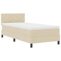 vidaXL Posteľ s pružinovým rámom s vankúšom Krémová 90 x 200 cm látka