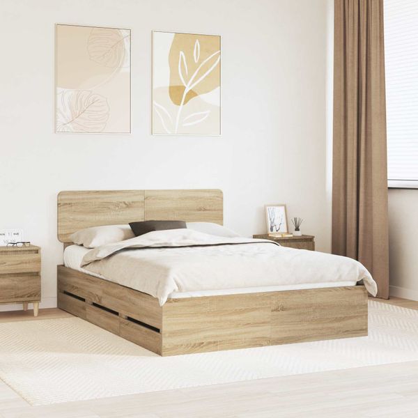 vidaXL Rám postele Sonoma dub 140 x 200 cm Konštruované drevo