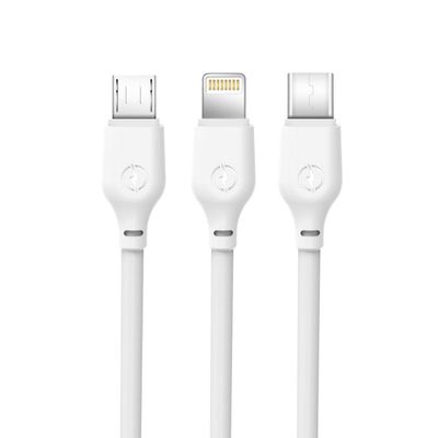 Kábel XO NB103 3v1 USB - Lightning + USB-C + microUSB 1,0 m 2,1A biely