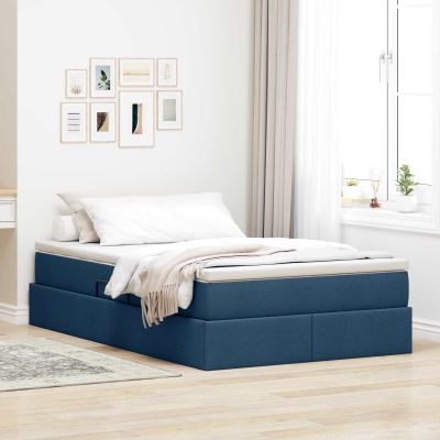 vidaXL Postel s úložným prostorem a matrací Modrá 120 x 190 cm