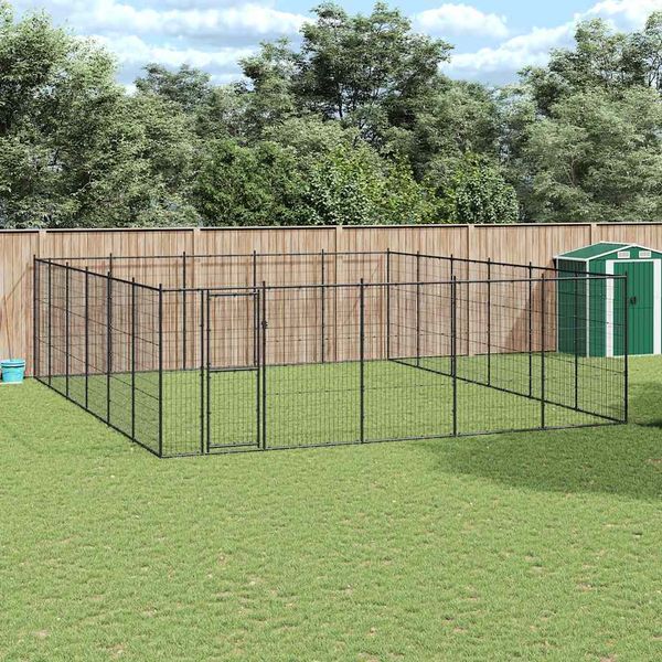 vidaXL Vonkajšia voliéra pre psy oceľová 36,3 m²