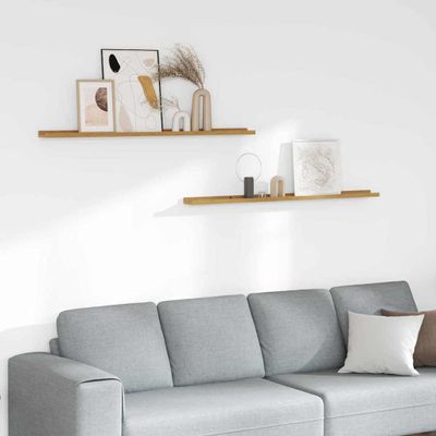 vidaXL Stenná polica 2 pcs Béžová 115 x 9 x 3 cm Kompozitné drevo