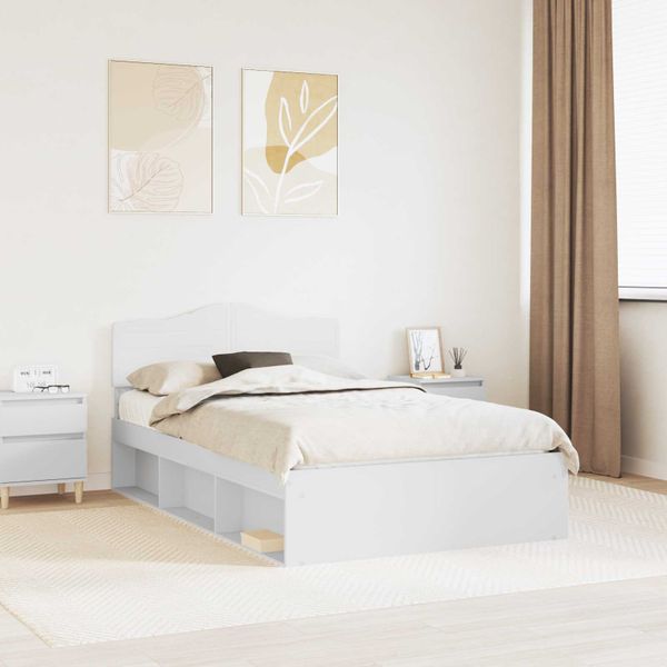 vidaXL Rám postele Biela 120 x 200 cm Masívne borovicové drevo