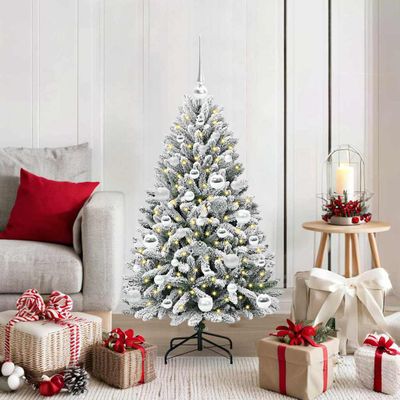 vidaXL Umelý vianočný stromček Zelená a biela 120 cm PVC a kov
