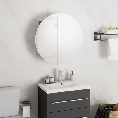 vidaXL Kúpeľňová skrinka s okrúhlym zrkadlom a LED sivá 40x40x17,5 cm