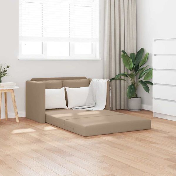vidaXL Podlahová rozkl. pohovka 2v1 kapučínová 112x174x55cm umelá koža