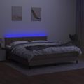 vidaXL Posteľ boxsping s matracom a LED sivohnedá 160x200 cm látka