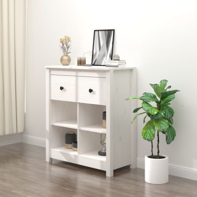 vidaXL Komoda biela 70x35x80 cm borovicový masív