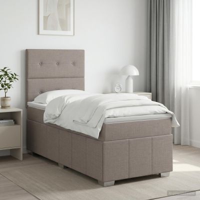 vidaXL LED boxspring posteľ s matracom Sivohnedá 90 x 200 cm Látka