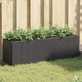 vidaXL Kvetináč s kolieskami 3 nádoby čierny 105x30x32 cm polyratan