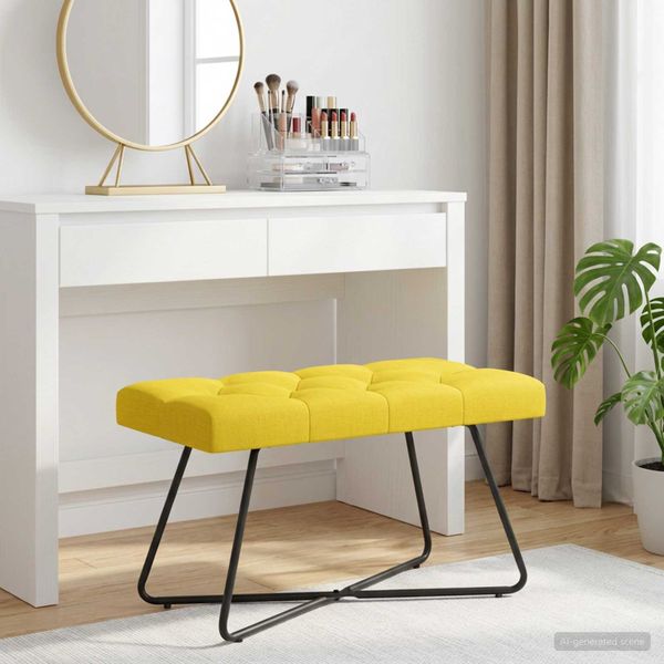 vidaXL Lavica s gombíkovým prešívaním Svetložltá 80 x 40 x 46 cm Látka