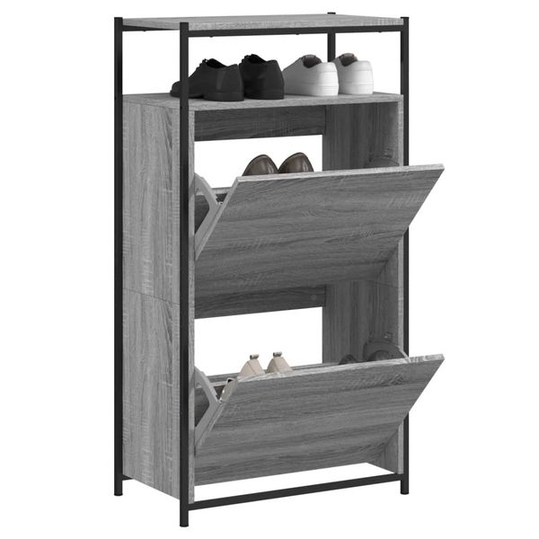 vidaXL Botník sivý dub sonoma 60x34x112 cm kompozitné drevo