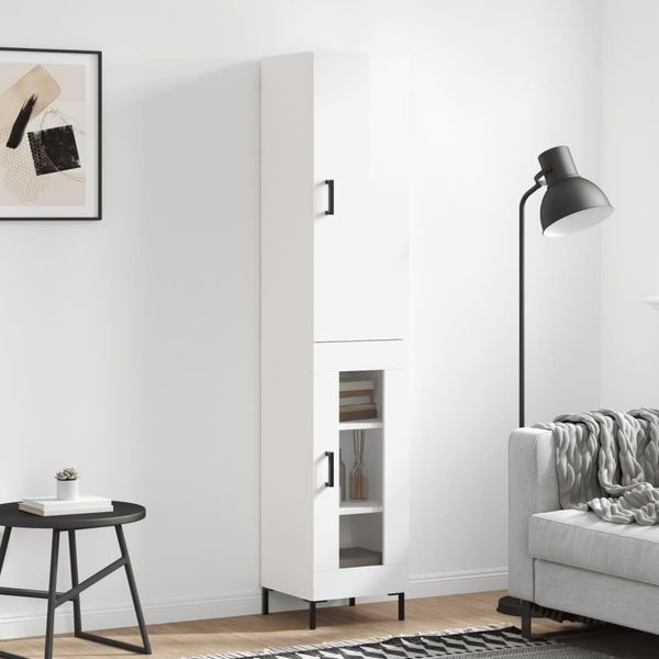 vidaXL Vysoká skrinka biela 34,5x34x180 cm spracované drevo