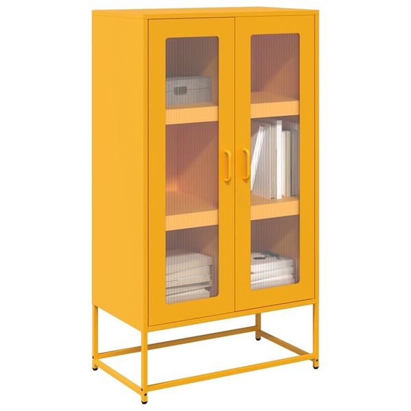 vidaXL Highboard horčicová žltá 68x39x123 cm Oceľ