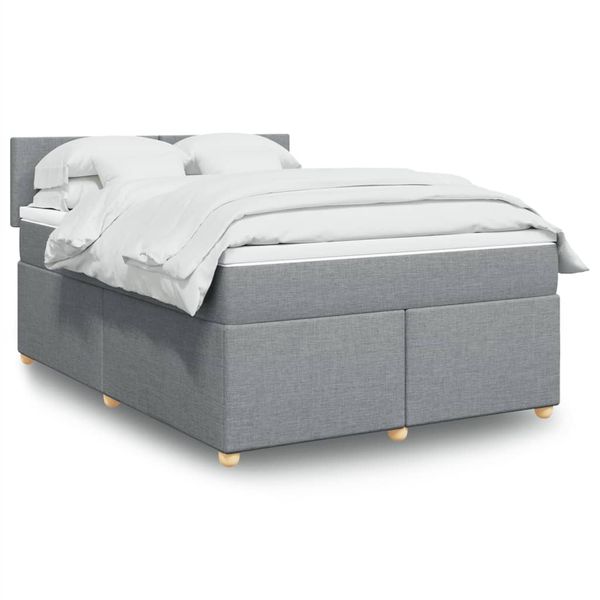 vidaXL Boxspring posteľ s matracom bledosivá 140x200 cm látka
