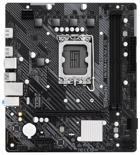 ASRock H610M-H2/M.2 D5 / LGA1700 / Intel H610 / 2x DDR5 / 2x HDMI / M.2 / mATX Základná doska, Intel H610, LGA1700, 2× DDR5 DIMM (max. 96GB), M.2, 2× HDMI, mATX