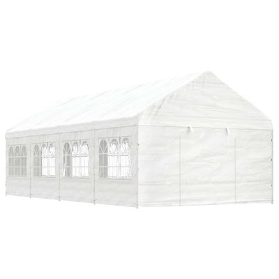vidaXL Altánok so strechou, biely 8,92x4,08x3,22 m, polyetylén