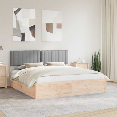 vidaXL Rám postele s čalúneným čelom Svetlosivá 180 x 200 cm